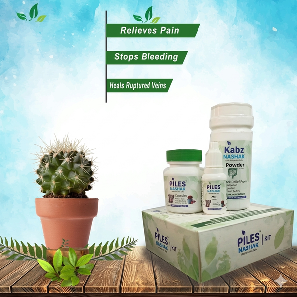 Piles Nashak Kit (Capsules + Oil + Kabz Powder) – बेहतरीन परिणाम, बवासीर से जड़ से छुटकारा!